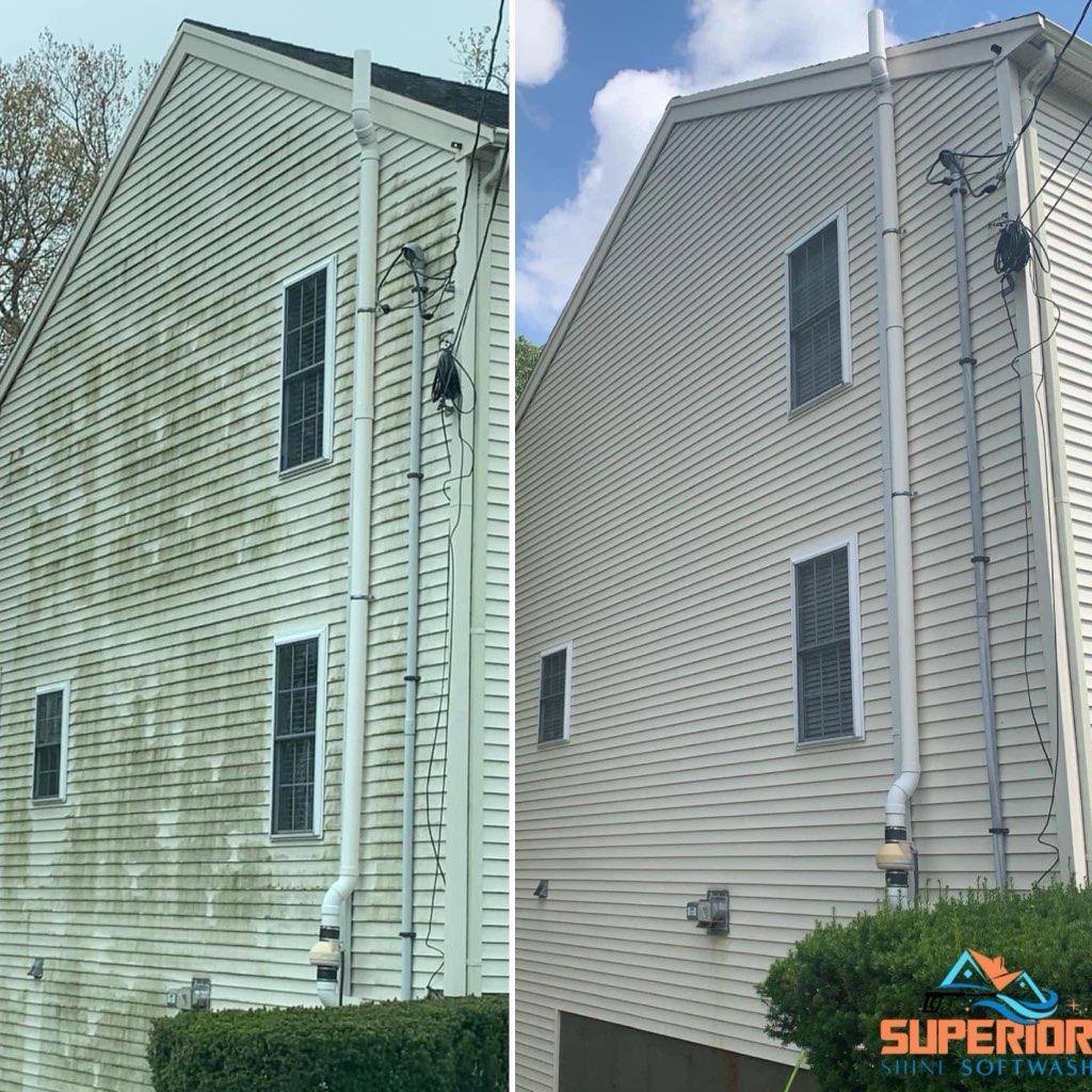 Superior Shine Softwash before and after roof cleaning RI