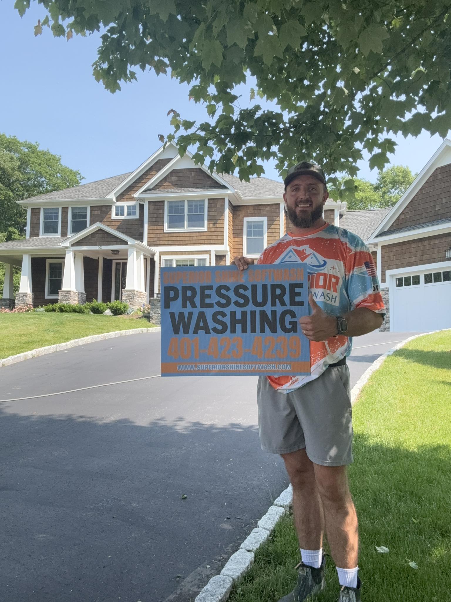 Superior Shine Softwash before and after driveway cleaning Rhode Island